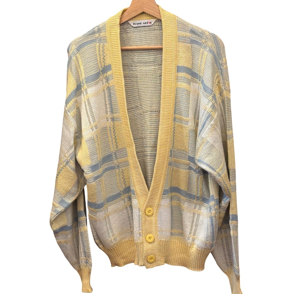 Vintage 90s Euro Frank Alexs Cardigan Sweater Grandpacore Pastel Preppy Retro